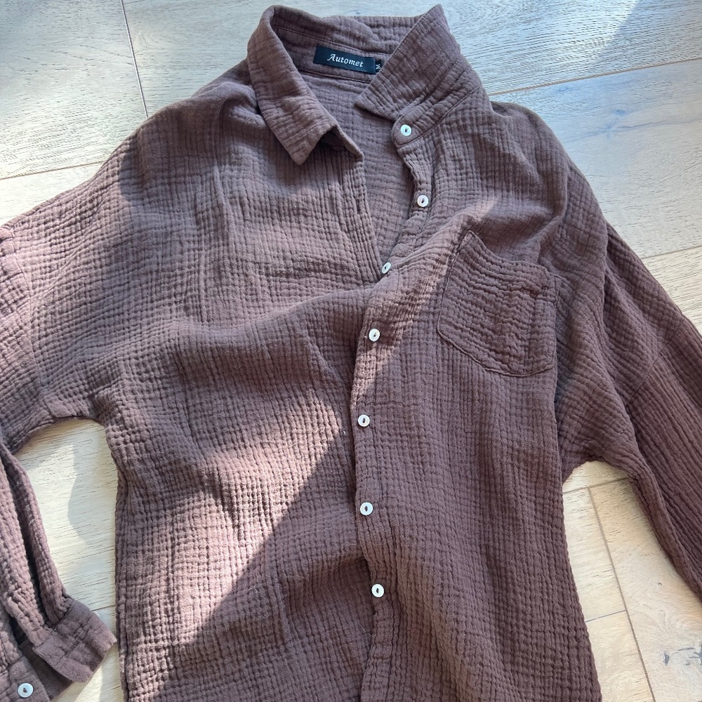 Brown Muslin Beach Coverup Set